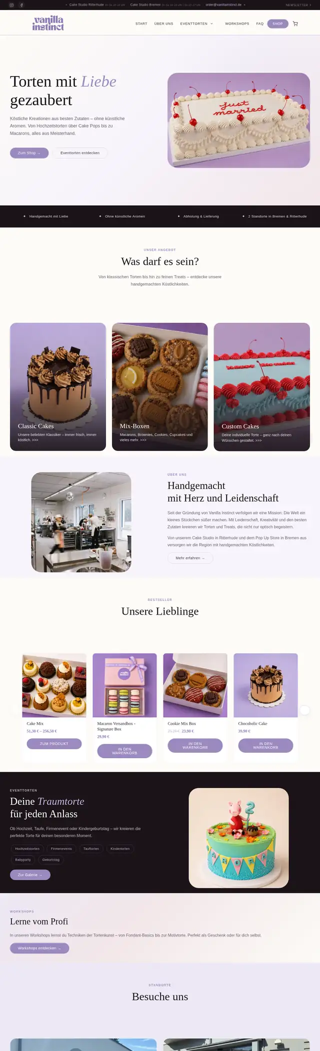 Bildschirmfoto der Website Vanilla Instinct